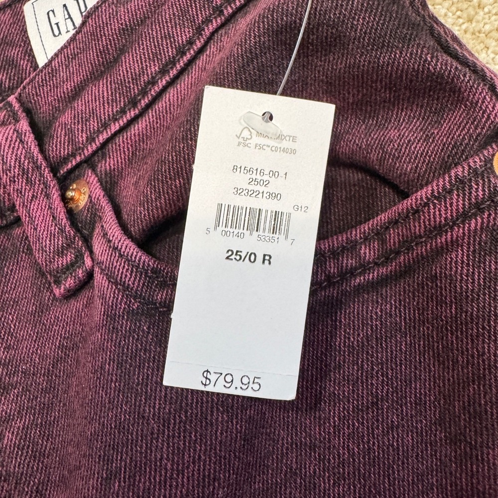 Gap High Rise Stride Jeans Purple Acid Wash Wide Leg Denim 25/0 R NEW - Picture 3 of 9